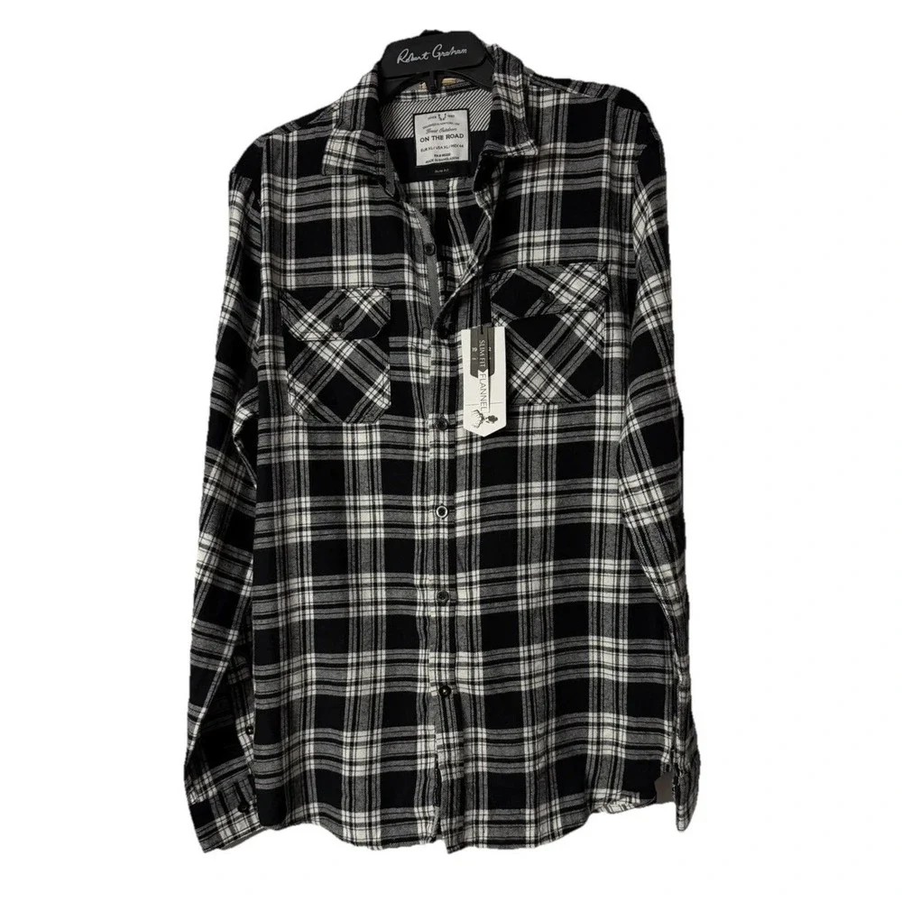 NWT On The Road Great Outdoors Mens Slim Fit Button Flannel Shirt Size XL - Picture 1 of 13